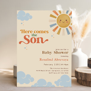 Aquí Viene el Hijo Invitación Vintage Retro para B