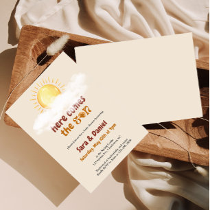 Aquí viene el hijo revelar el género Invitación