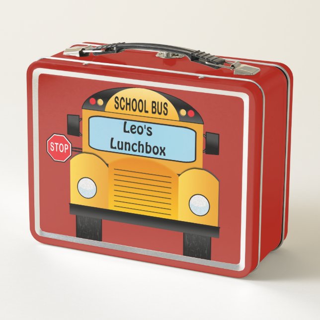 Aquí viene el Metalizado Lunchbox del autobús esco (Reverso)