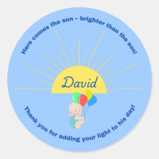 Aquí viene el Pegatina de Baby Shower del hijo