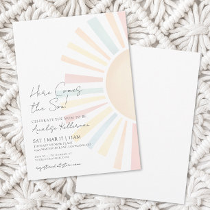 Aquí viene el sol Invitación al baby shower del pe