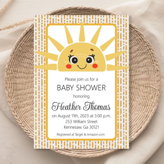 Aquí viene el sol Invitación de Baby Shower (Subido por el creador)