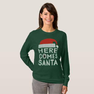 Aquí viene la camiseta festiva de Santa Navidades