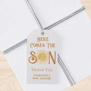 Aquí Viene La Etiqueta De Regalo De Baby Shower De