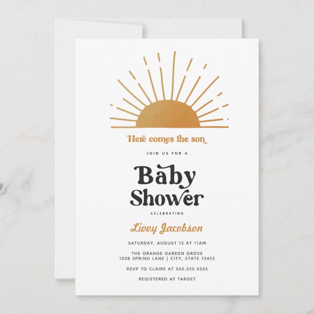 Aquí Viene La Invitación De Baby Shower De Son (Anverso)