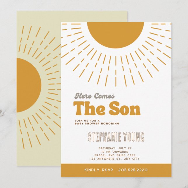 Aquí Viene La Invitación De Baby Shower De Son (Anverso / Reverso)