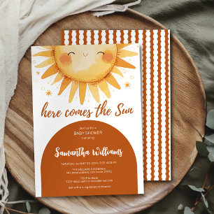 Aquí viene la invitación de Baby Shower del boho d