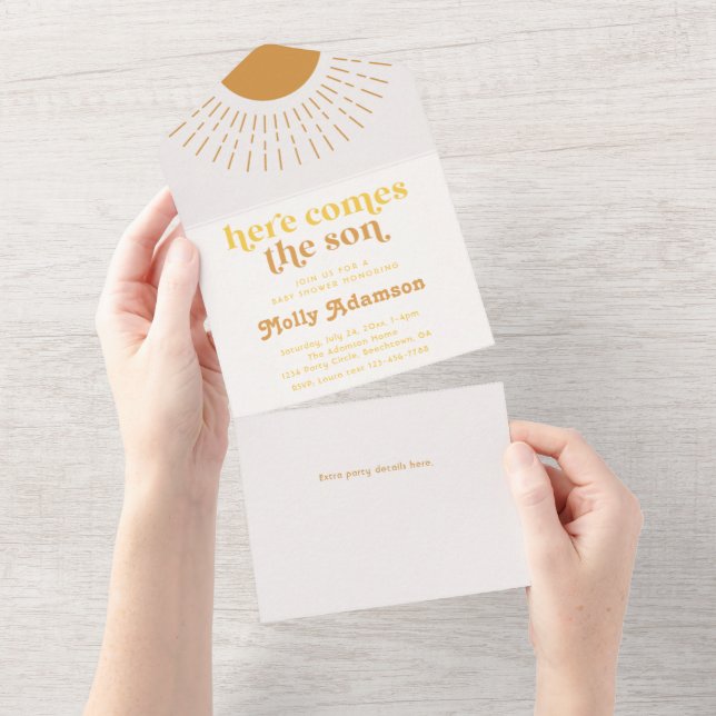 Aquí viene la invitación de Baby Shower del hijo (desgarro)