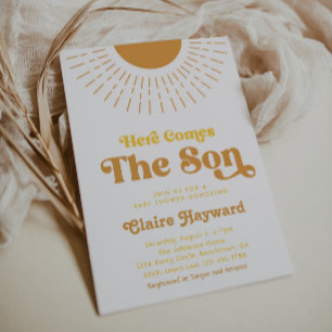 Aquí viene la invitación de Baby Shower del hijo