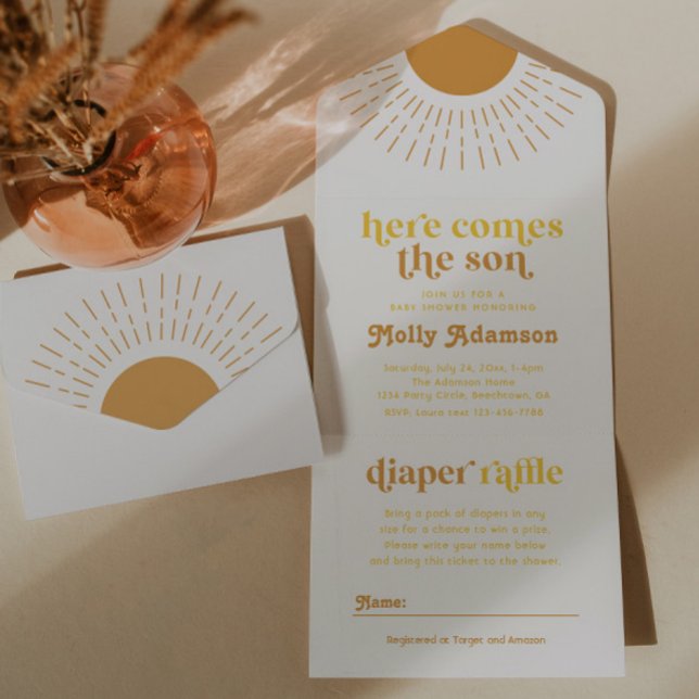 Aquí viene la invitación de Baby Shower del hijo (Subido por el creador)
