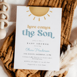 Aquí viene la invitación de Baby Shower del hijo