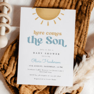 Aquí viene la invitación de Baby Shower del hijo