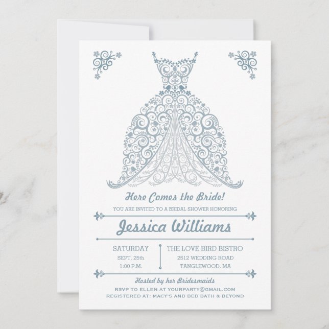 ¡Aquí viene la novia! Invitación nupcial de la (Anverso)