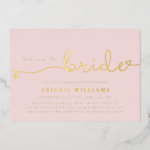 Aquí viene la novia Tarjeta de invitación de papel