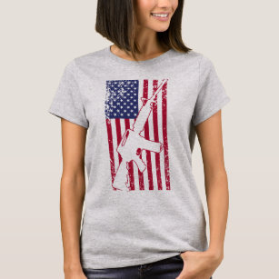 AR15 Bandera estadounidense M4 camiseta con proble