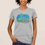 ** AR23 Monet Lily Pad Pond Pintando camiseta gris<br><div class="desc">Monet clásico de escaramuzas y estanque de nenúfares GRIS / GRIS de las mujeres. El Monet Lilies / Lotus es de color rosa. Elegante Bonito Femenina Romántica Ephemera Floral Pintura Artística Único Creativo Diseño Vintage Moderno y Romántico. (BUSCAR AR23 para diseños similares) El es un país Shabby Chic , Feminine...</div>