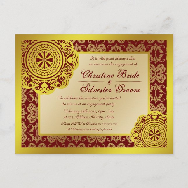 Arabe Lace de Oro, invitación de compromiso (Anverso)