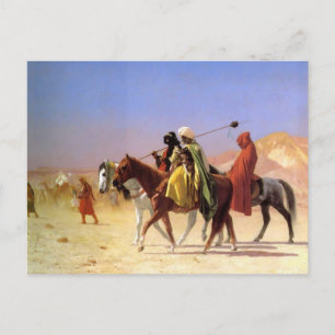 Árabes cruzando el desierto por una postal alemana