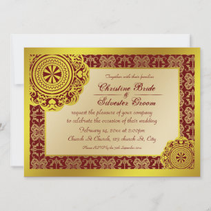 Arabesque Gold Lace, invitación de boda 5.5x7.5