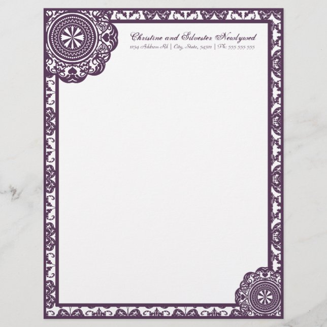 Arábico Purple Lace, membrete (Anverso)