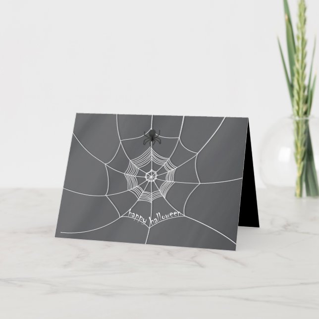 Araña espeluznante en tarjeta de telaraña (Anverso)