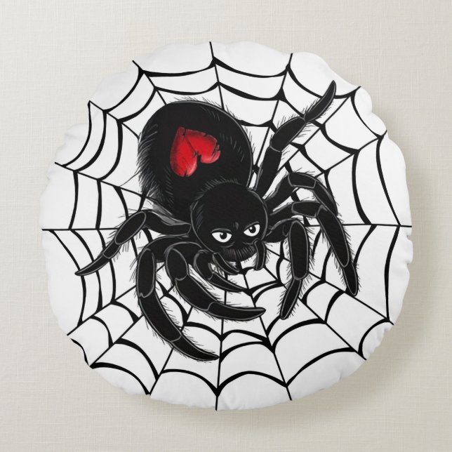 Araña negra en el Cojín decorativo de redondeo web (Anverso)