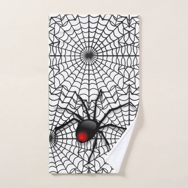 Araña Negra y Telaraña de Halloween para Invitados (Toalla de mano)