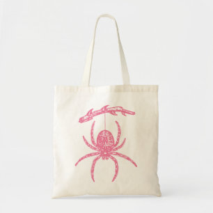 Araña rosa colgando de la bolsa de la bifurcación