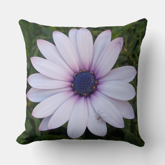 araña sobre una flor rosa - Cojín decorativo (Anverso)