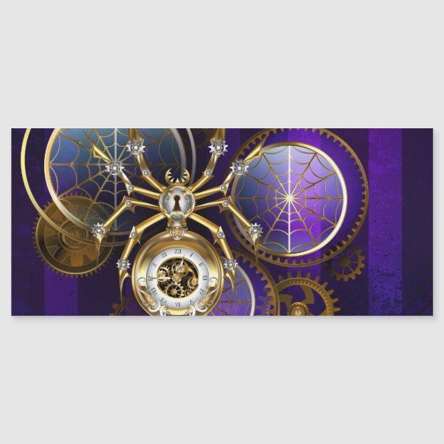 Araña Steampunk sobre fondo púrpura (Anverso)
