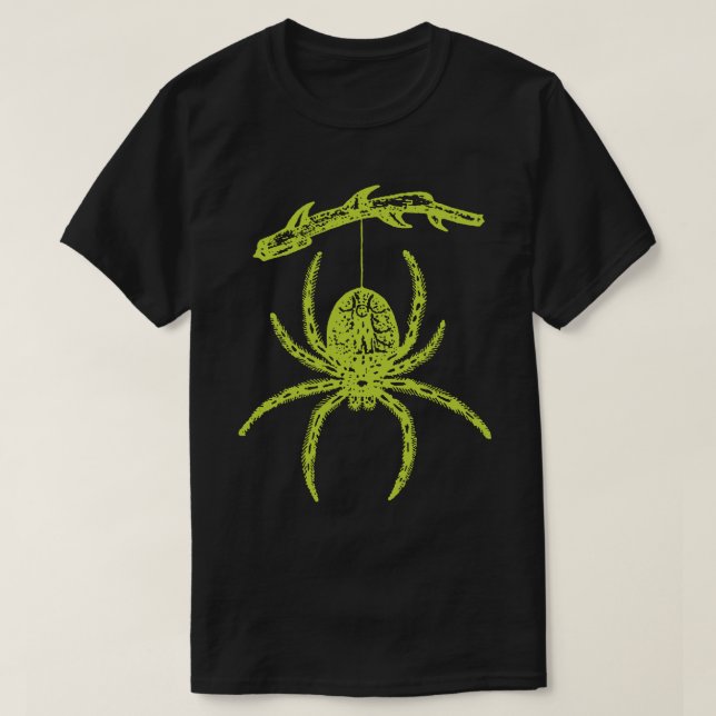 Araña verde colgando de la camiseta de rama (Diseño del anverso)