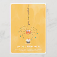 Araña y un quequito Invitación a la fiesta de cump