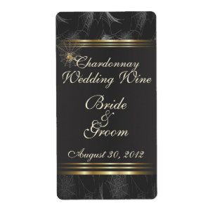 Arañas doradas Sello de vino de boda elegante