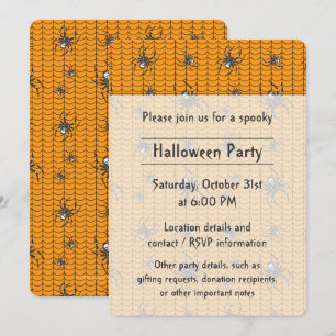 Arañas en la invitación de la fiesta de desfile