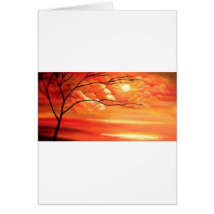 Árbol abstracto y atardecer rojo