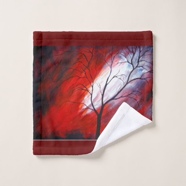 Árbol abstracto y cielo rojo (Toallita)