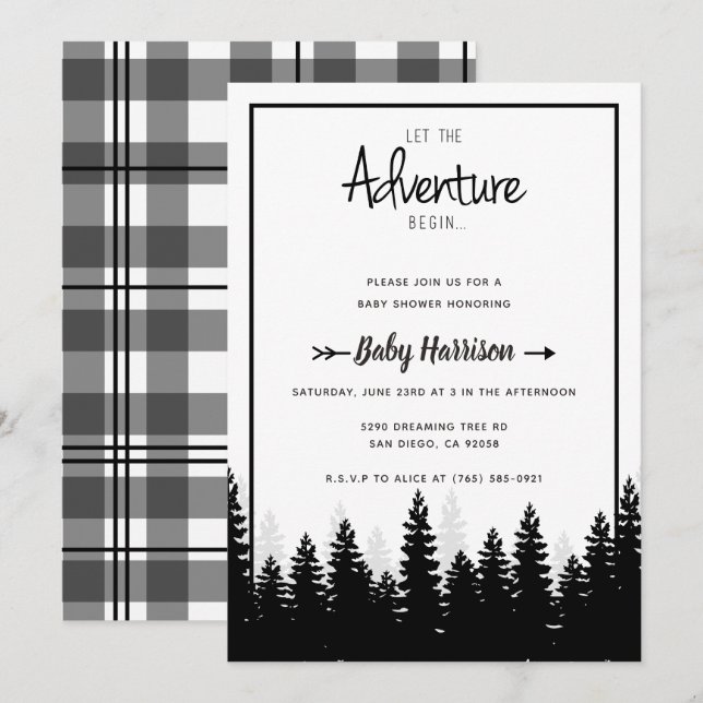 Árbol Baby Shower Baby Shower Invitación a la aven (Anverso / Reverso)