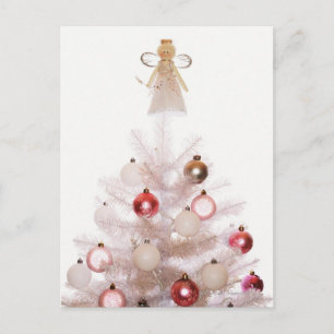 Árbol blanco de Navidad con azulejos y ángel,