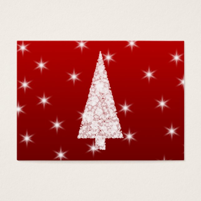 Árbol blanco de Navidad con estrellas en rojo. (Frente)