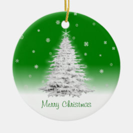 Árbol blanco de Navidad en el ornamento verde