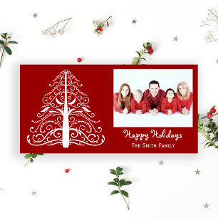 Árbol blanco de Navidad en vacaciones felices roja