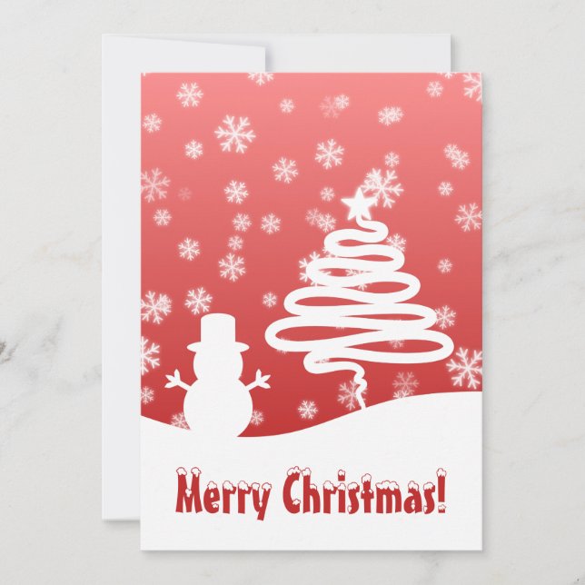 Árbol blanco de Navidad y tarjeta plana de nieve (Anverso)