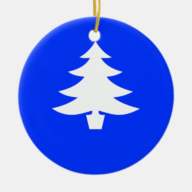 Árbol blanco del día de fiesta en el ornamento (Frente)