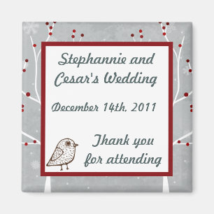 Árbol blanco imán de Invitación de 2"x2"