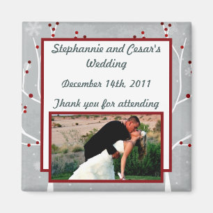 Árbol blanco imán de Invitación de 2"x2"