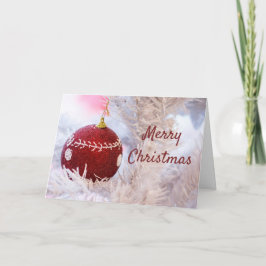 Árbol blanco y tarjeta personalizada de ornamentos