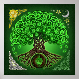 Árbol céltico del círculo de la impresión del