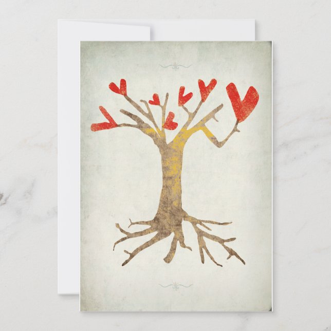 Árbol con corazón y raíces invitación para la reun (Anverso)
