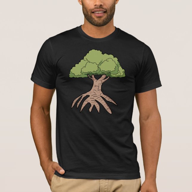 Árbol con la camiseta para hombre de las raíces (Anverso)