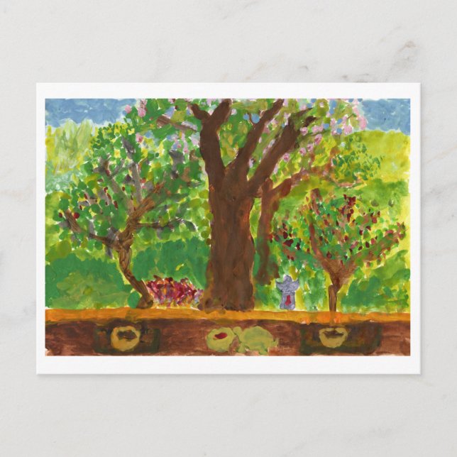 Árbol con regalos y postal de tortuga (Anverso)